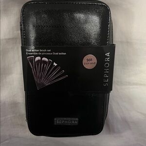 Sephora Black Dual Action Brush Set with Case New
